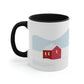 Winter Snow Red House Minimal Art Classic Accent Coffee Mug 11oz Ichaku [Perfect Gifts Selection]