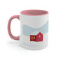 Winter Snow Red House Minimal Art Classic Accent Coffee Mug 11oz Ichaku [Perfect Gifts Selection]