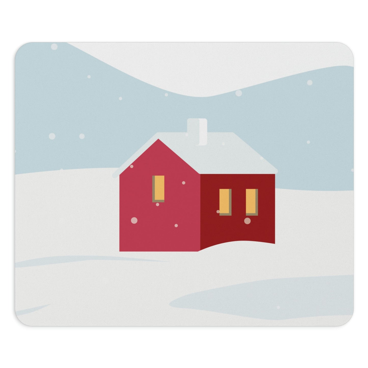 Winter Snow Red House Minimal Art Ergonomic Non-slip Creative Design Mouse Pad Ichaku [Perfect Gifts Selection]