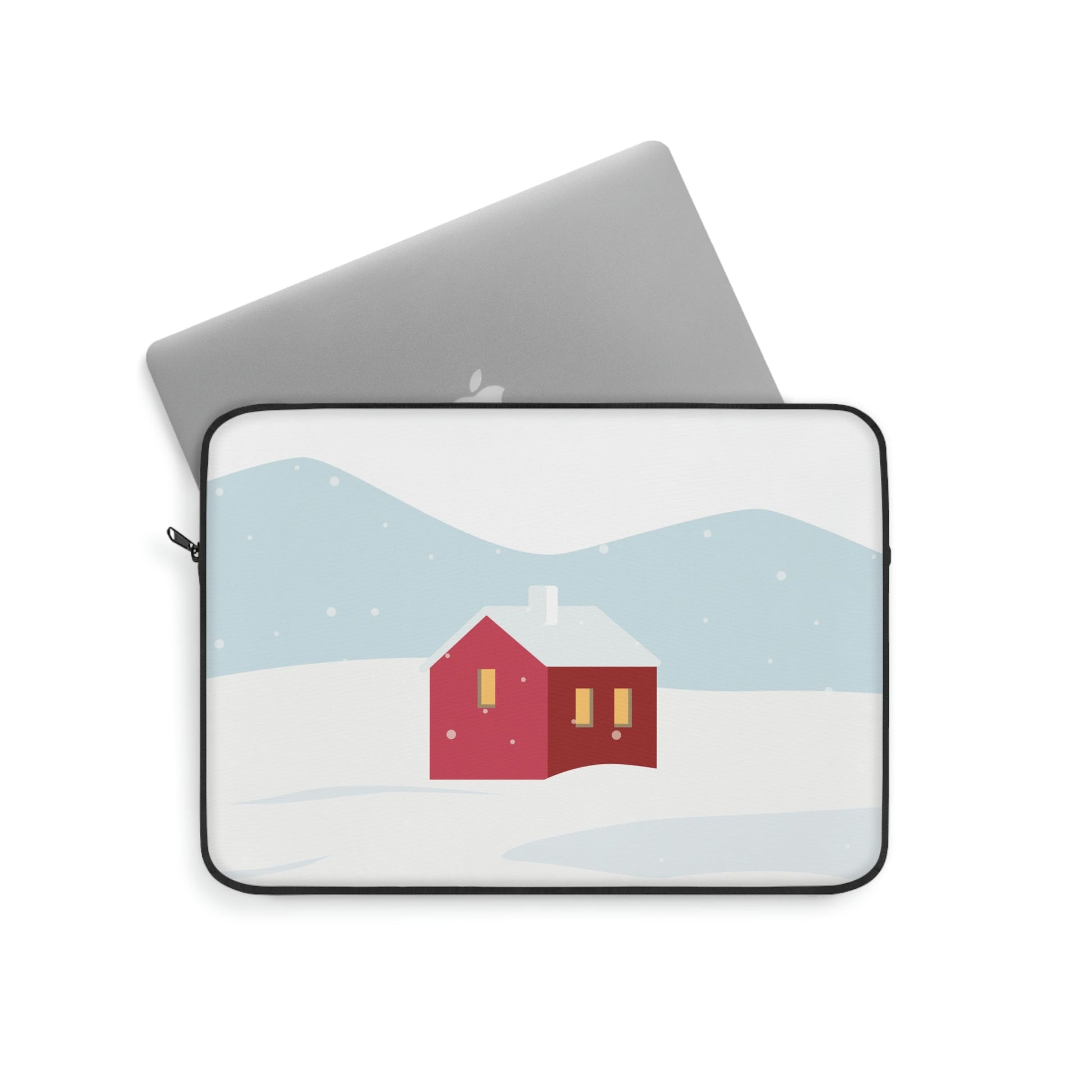 Winter Snow Red House Minimal Art Laptop Sleeve Ichaku [Perfect Gifts Selection]