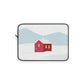 Winter Snow Red House Minimal Art Laptop Sleeve Ichaku [Perfect Gifts Selection]