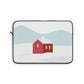 Winter Snow Red House Minimal Art Laptop Sleeve Ichaku [Perfect Gifts Selection]