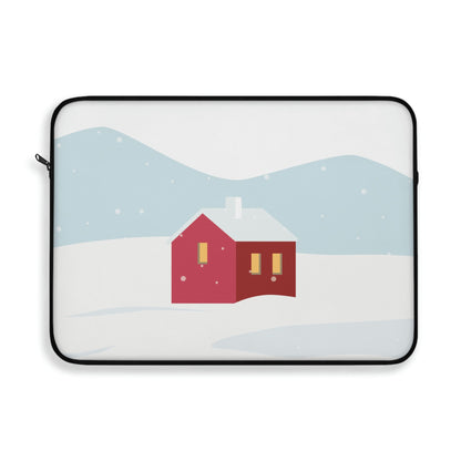 Winter Snow Red House Minimal Art Laptop Sleeve Ichaku [Perfect Gifts Selection]