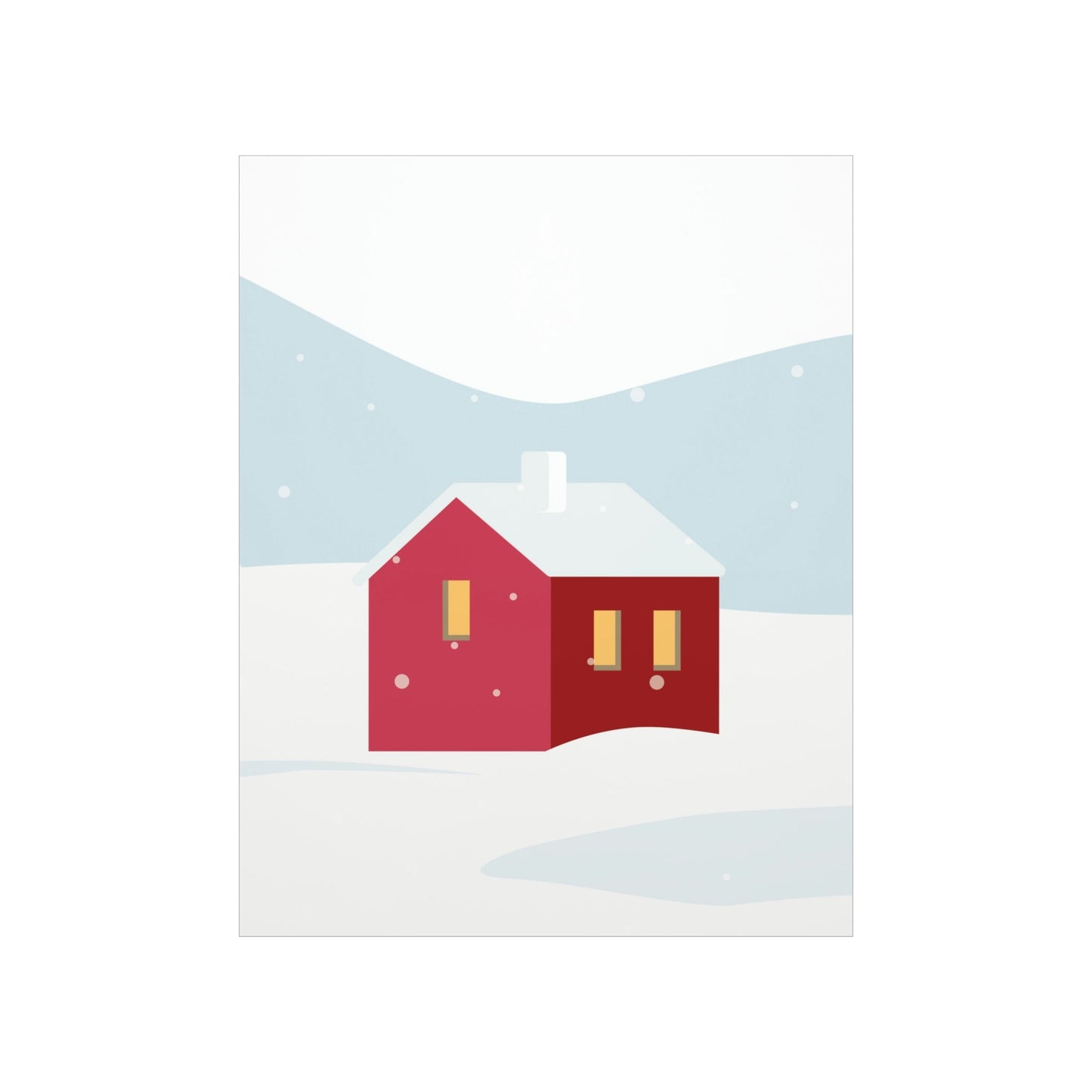 Winter Snow Red House Minimal Art Premium Matte Vertical Posters Ichaku [Perfect Gifts Selection]