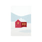 Winter Snow Red House Minimal Art Premium Matte Vertical Posters Ichaku [Perfect Gifts Selection]