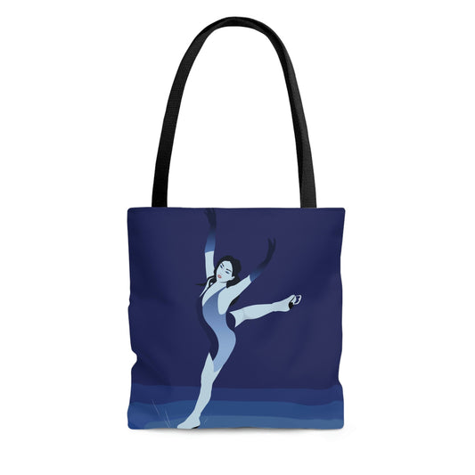 Woman Figure Skating Performance Minimal Sport Lovers Aesthetic Art AOP Tote Bag Ichaku [Perfect Gifts Selection]