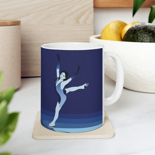 Woman Figure Skating Performance Minimal Sport Lovers Aesthetic Art Ceramic Mug 11oz Ichaku [Perfect Gifts Selection]