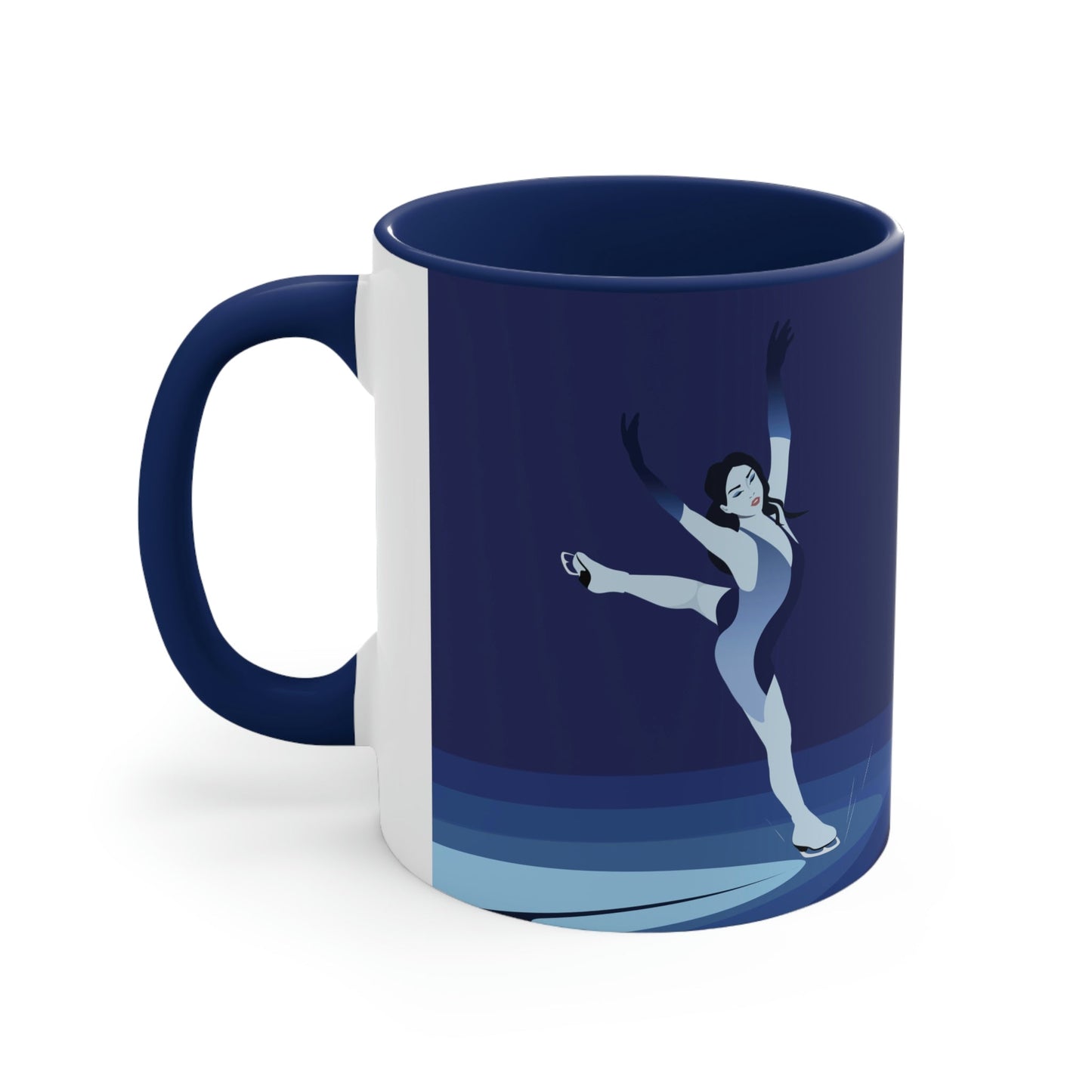 Woman Figure Skating Performance Minimal Sport Lovers Aesthetic Art  Classic Accent Coffee Mug 11oz Ichaku [Perfect Gifts Selection]