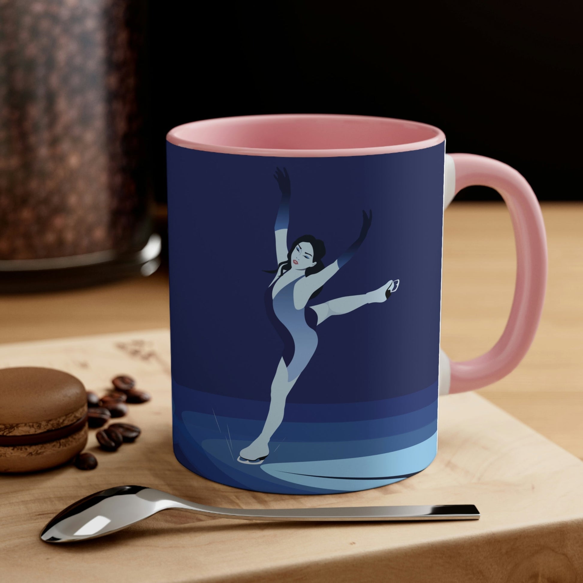 Woman Figure Skating Performance Minimal Sport Lovers Aesthetic Art  Classic Accent Coffee Mug 11oz Ichaku [Perfect Gifts Selection]