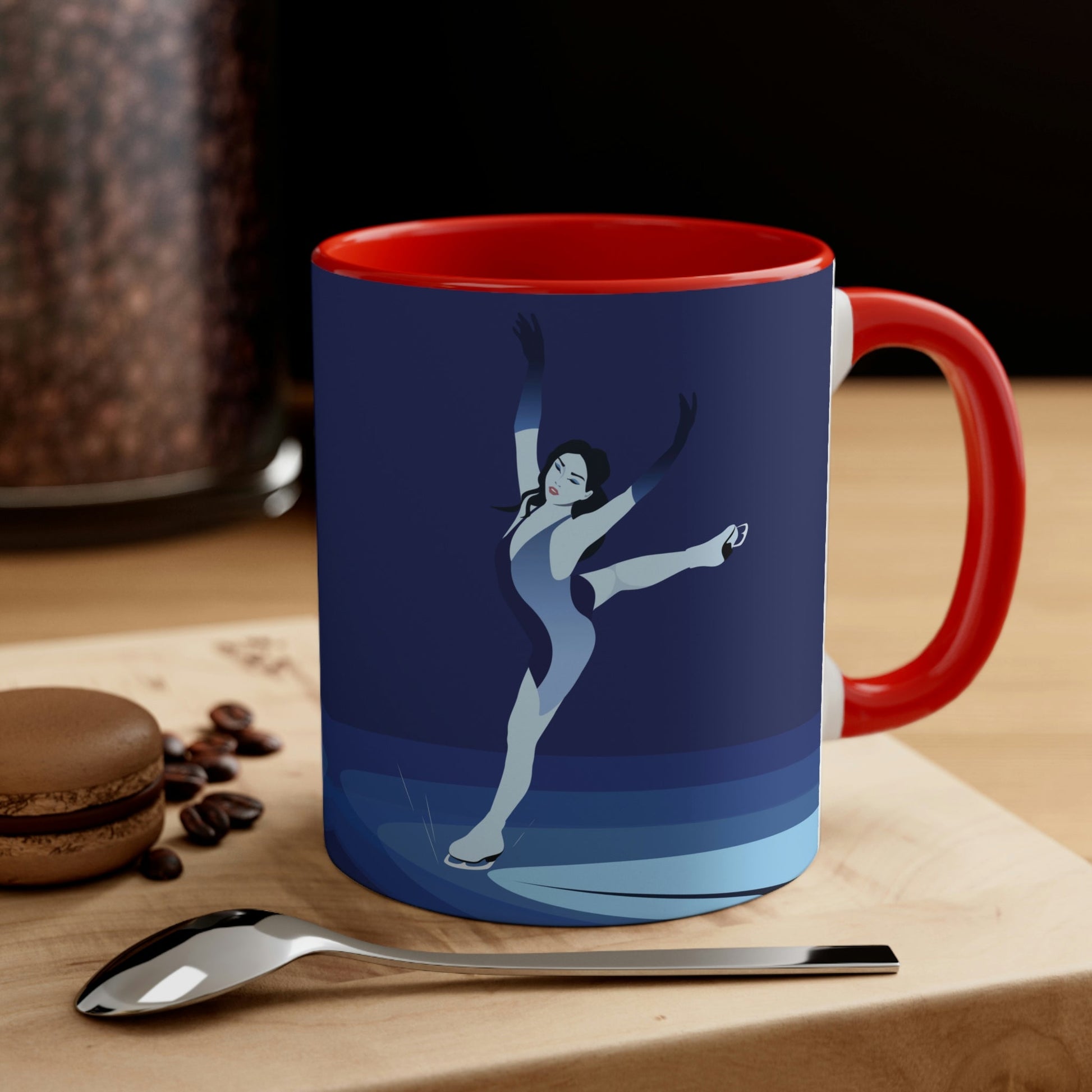 Woman Figure Skating Performance Minimal Sport Lovers Aesthetic Art  Classic Accent Coffee Mug 11oz Ichaku [Perfect Gifts Selection]