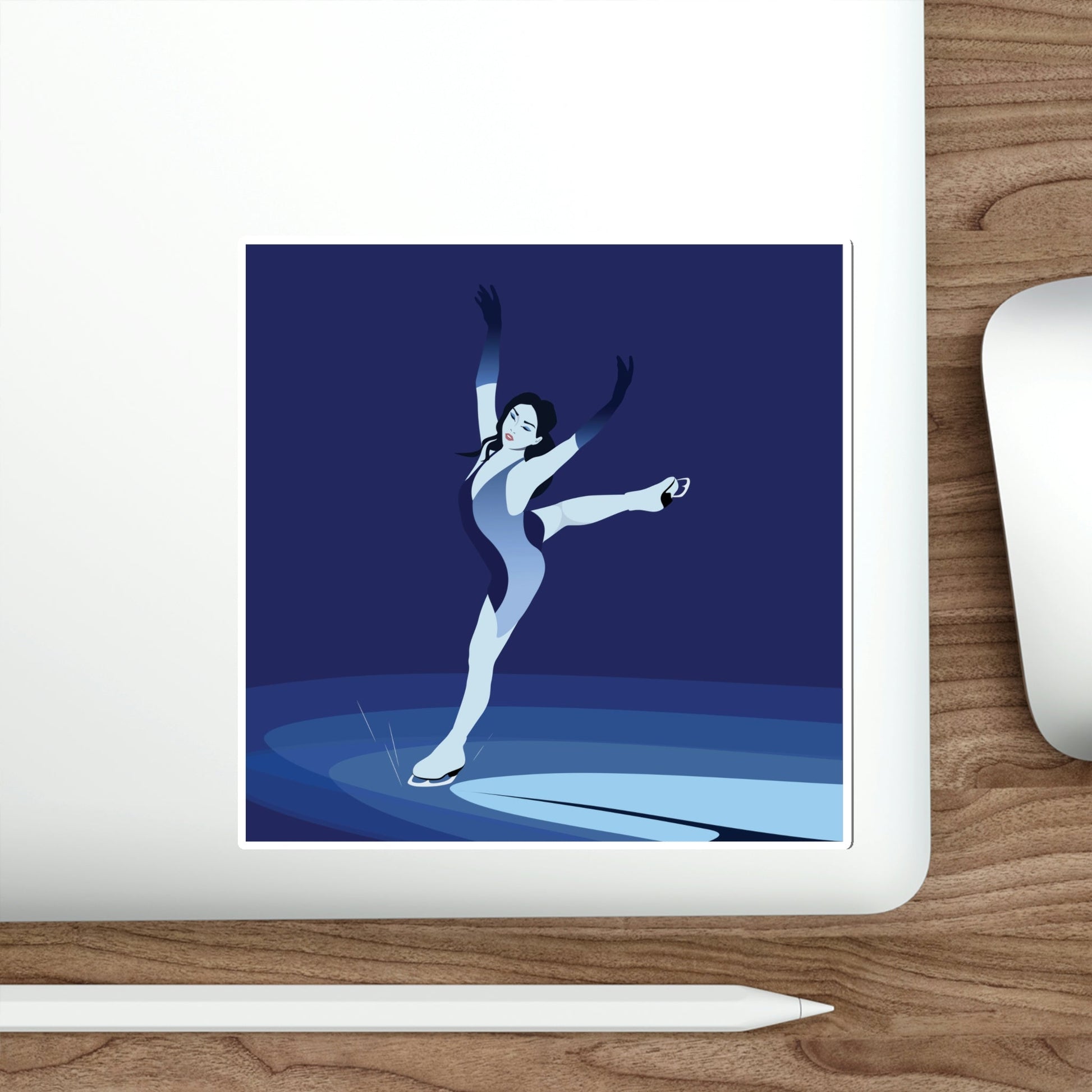 Woman Figure Skating Performance Minimal Sport Lovers Aesthetic Art Graphic Die-Cut Sticker Ichaku [Perfect Gifts Selection]