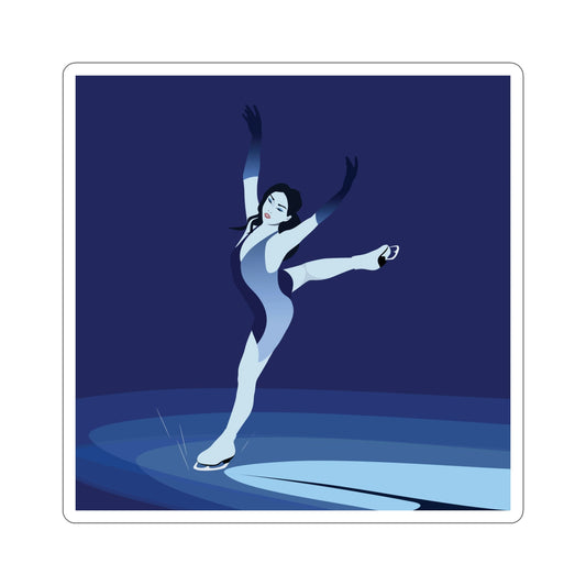 Woman Figure Skating Performance Minimal Sport Lovers Aesthetic Art Graphic Die-Cut Sticker Ichaku [Perfect Gifts Selection]