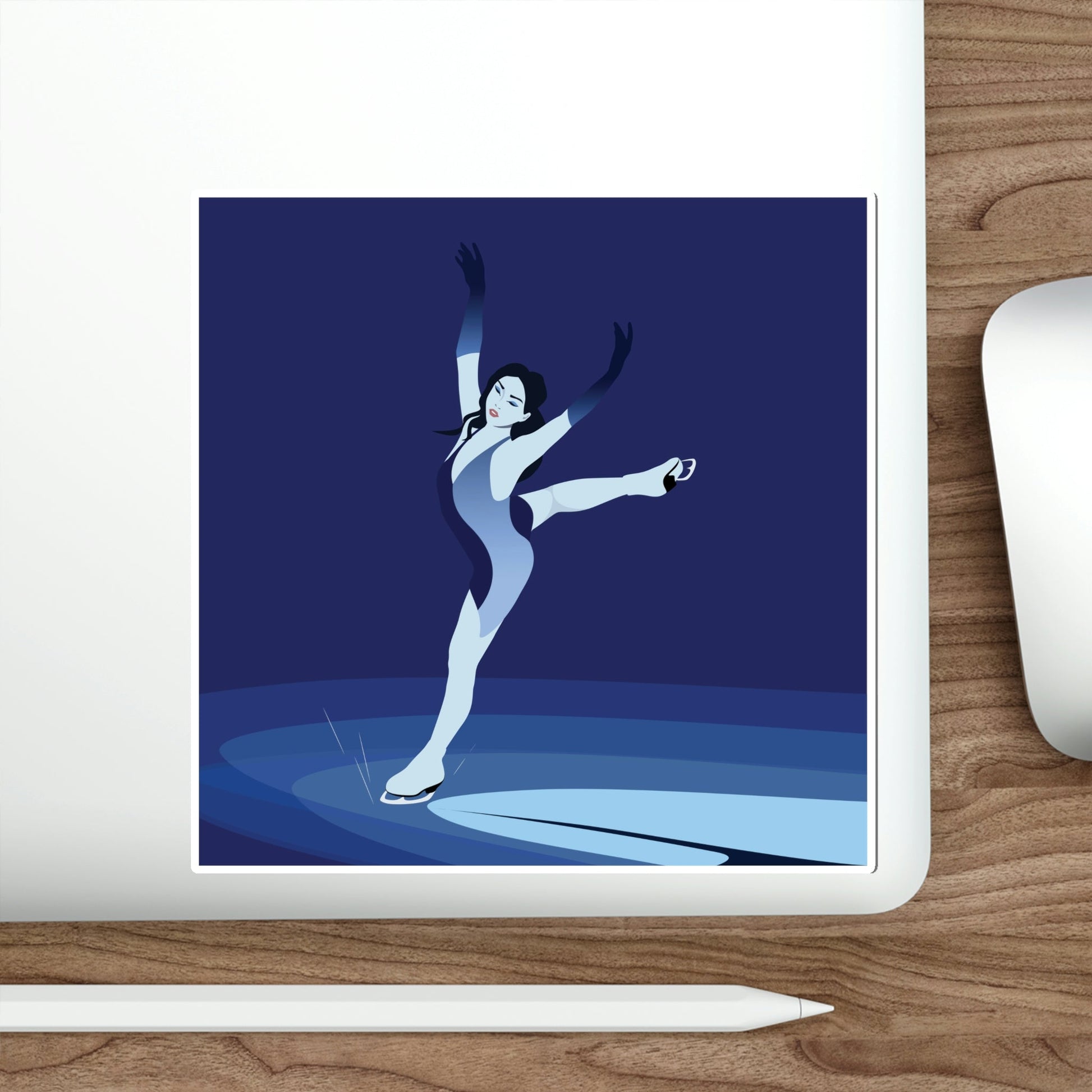 Woman Figure Skating Performance Minimal Sport Lovers Aesthetic Art Graphic Die-Cut Sticker Ichaku [Perfect Gifts Selection]