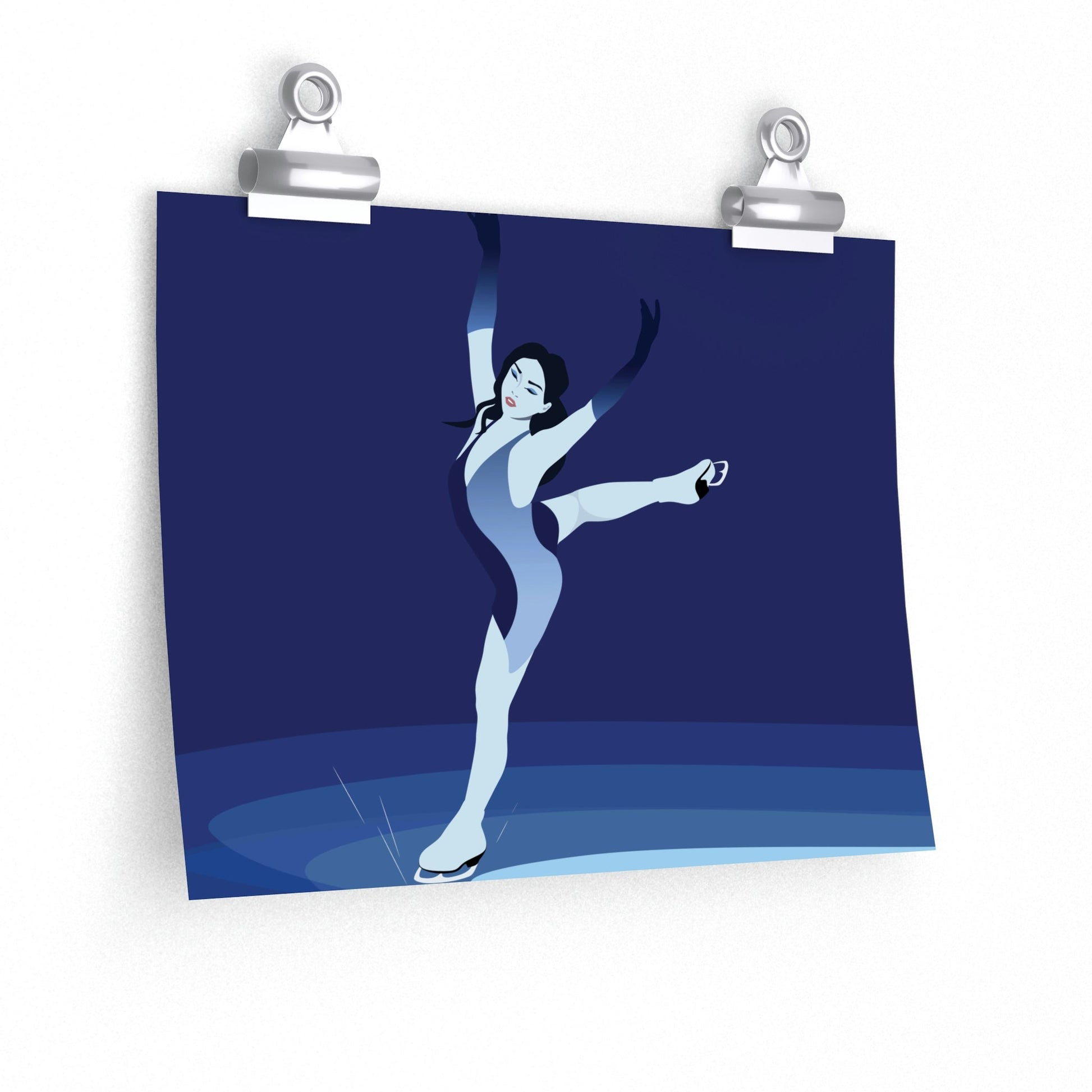 Woman Figure Skating Performance Minimal Sport Lovers Aesthetic Art Premium Matte Horizontal Posters Ichaku [Perfect Gifts Selection]