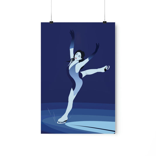 Woman Figure Skating Performance Minimal Sport Lovers Aesthetic Art Premium Matte Vertical Posters Ichaku [Perfect Gifts Selection]