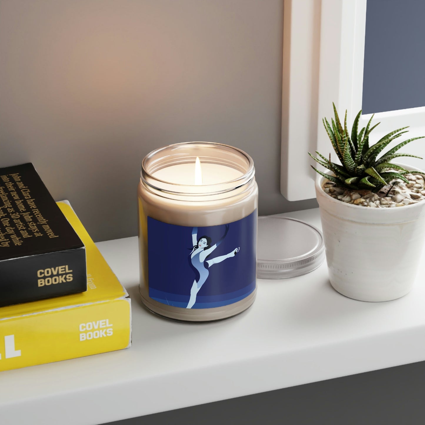 Woman Figure Skating Performance Minimal Sport Lovers Aesthetic Art Scented Candle Up to 60hSoy Wax 9oz Ichaku [Perfect Gifts Selection]