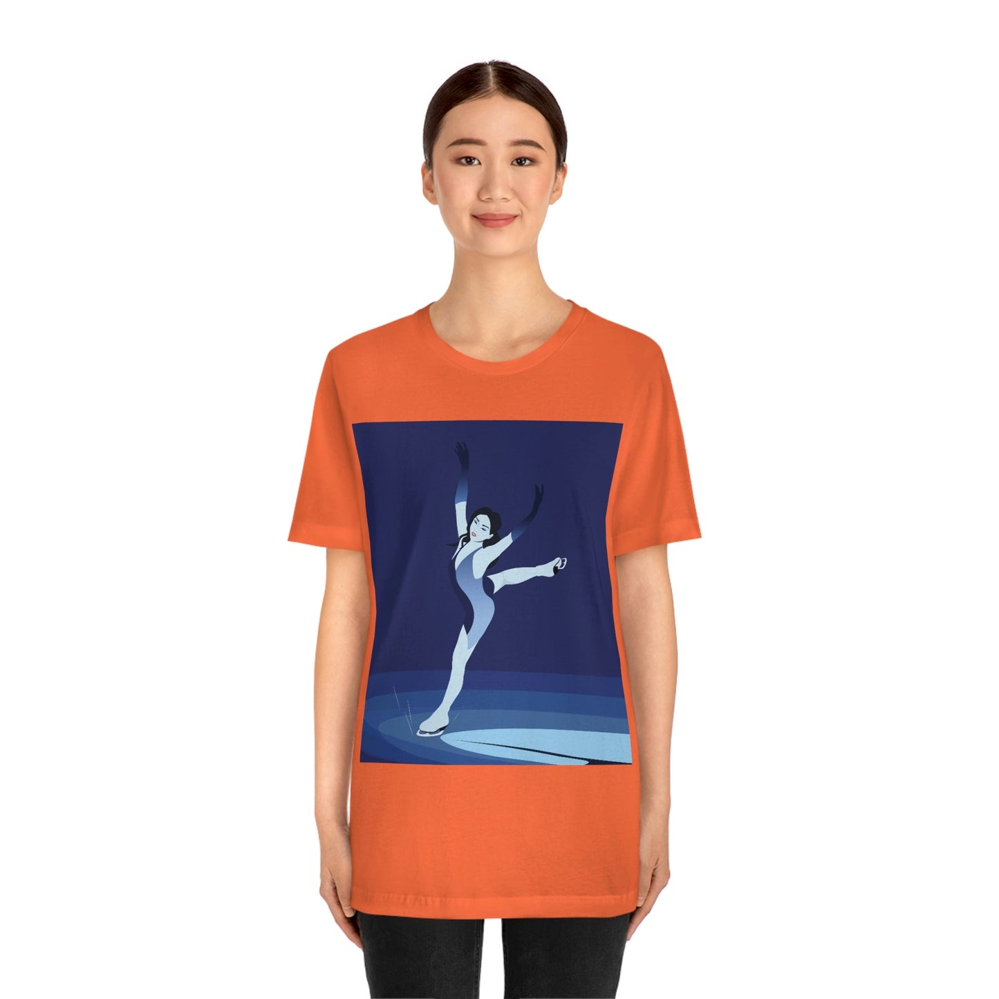 Woman Figure Skating Performance Minimal Sport Lovers Aesthetic Art  Unisex Jersey Short Sleeve T-Shirt Ichaku [Perfect Gifts Selection]