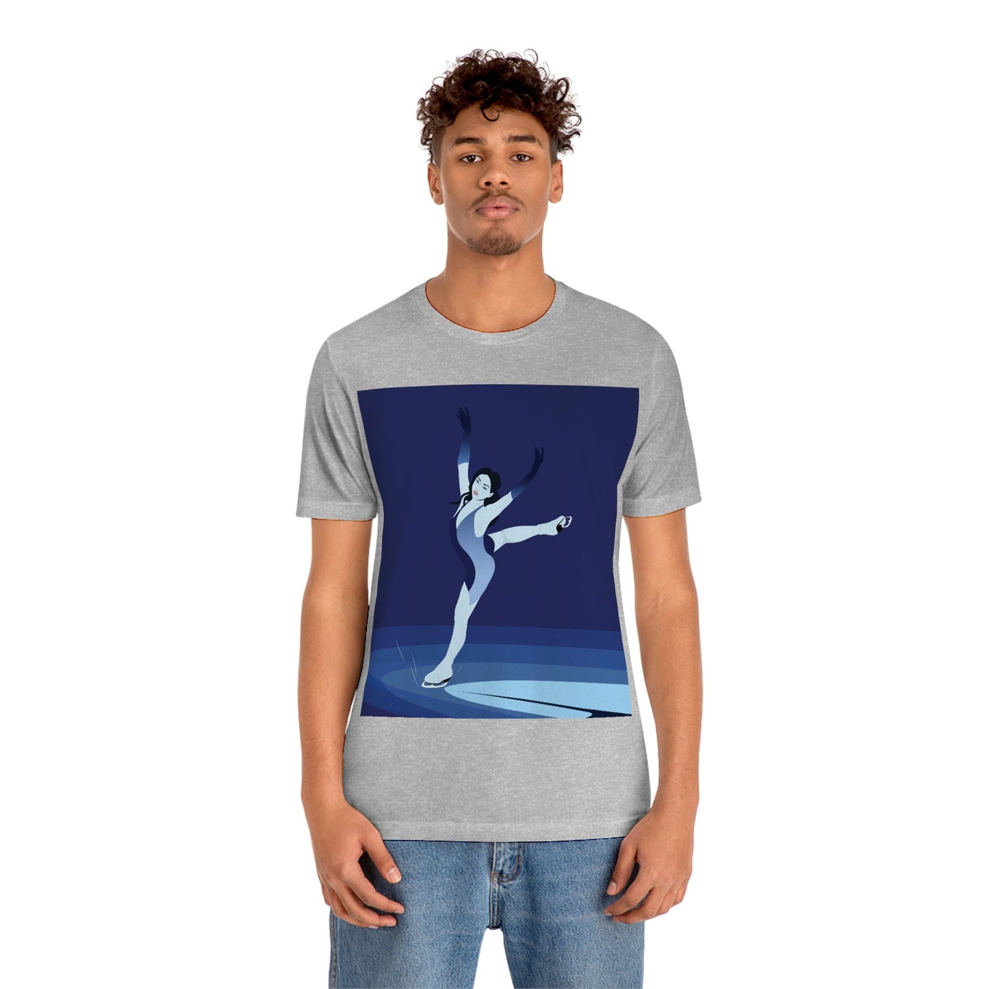 Woman Figure Skating Performance Minimal Sport Lovers Aesthetic Art  Unisex Jersey Short Sleeve T-Shirt Ichaku [Perfect Gifts Selection]