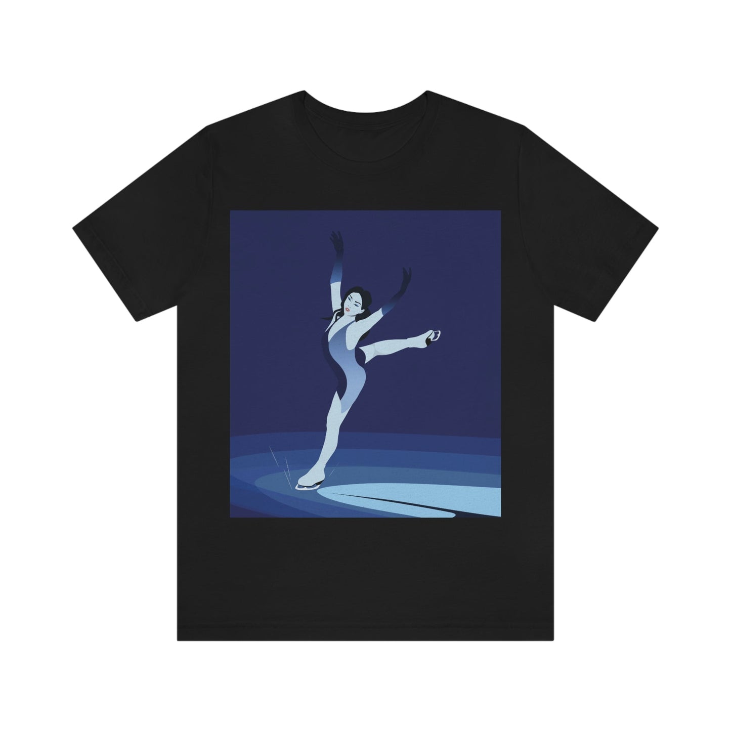 Woman Figure Skating Performance Minimal Sport Lovers Aesthetic Art  Unisex Jersey Short Sleeve T-Shirt Ichaku [Perfect Gifts Selection]