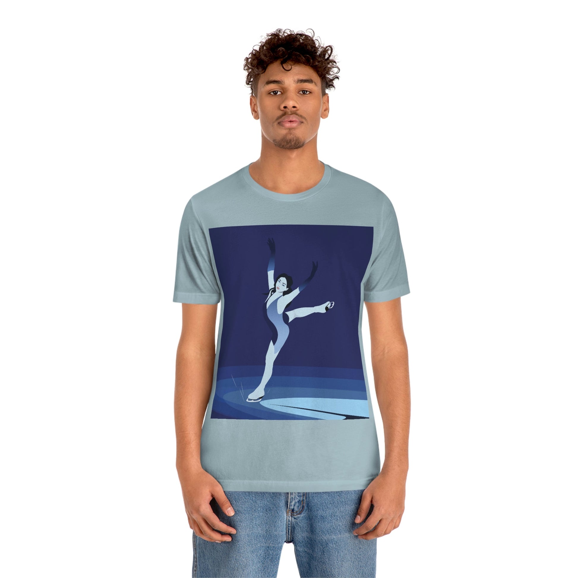 Woman Figure Skating Performance Minimal Sport Lovers Aesthetic Art  Unisex Jersey Short Sleeve T-Shirt Ichaku [Perfect Gifts Selection]