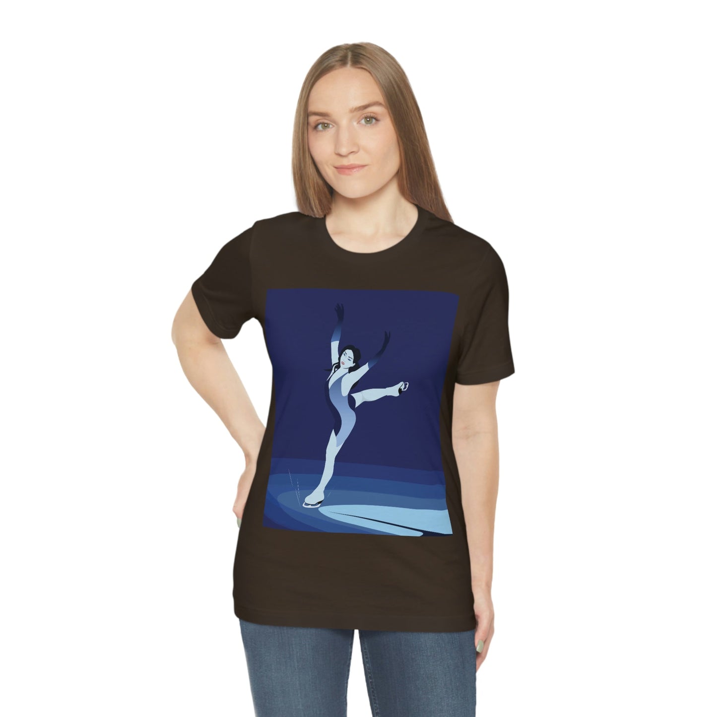 Woman Figure Skating Performance Minimal Sport Lovers Aesthetic Art  Unisex Jersey Short Sleeve T-Shirt Ichaku [Perfect Gifts Selection]