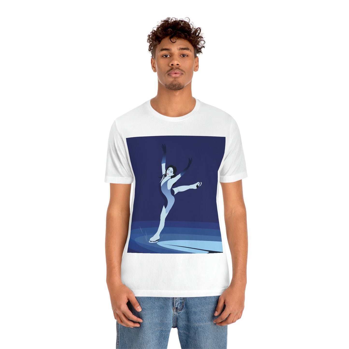 Woman Figure Skating Performance Minimal Sport Lovers Aesthetic Art  Unisex Jersey Short Sleeve T-Shirt Ichaku [Perfect Gifts Selection]