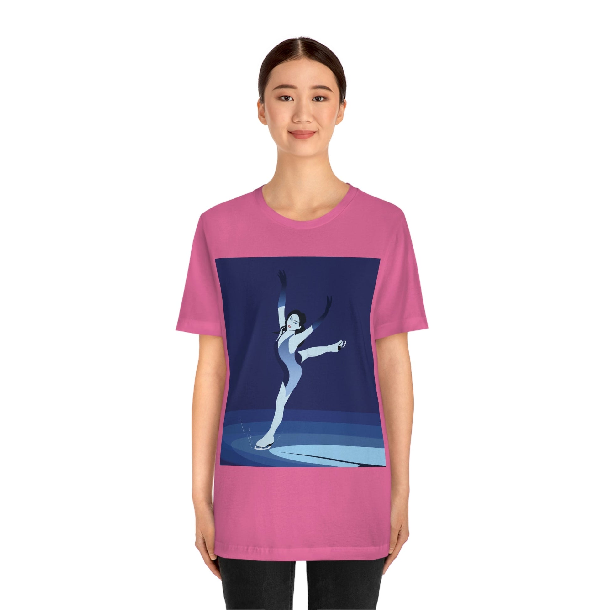 Woman Figure Skating Performance Minimal Sport Lovers Aesthetic Art  Unisex Jersey Short Sleeve T-Shirt Ichaku [Perfect Gifts Selection]