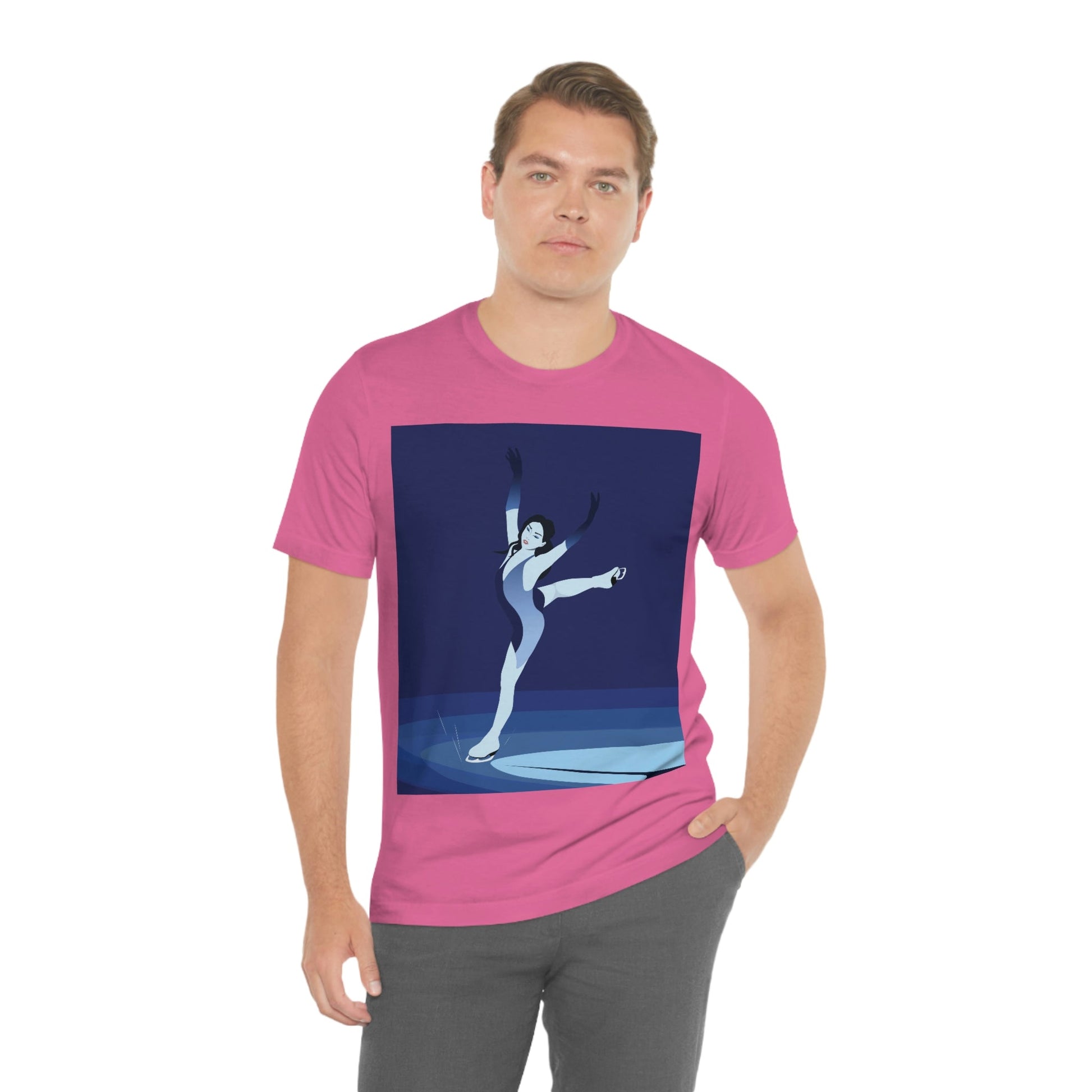 Woman Figure Skating Performance Minimal Sport Lovers Aesthetic Art  Unisex Jersey Short Sleeve T-Shirt Ichaku [Perfect Gifts Selection]