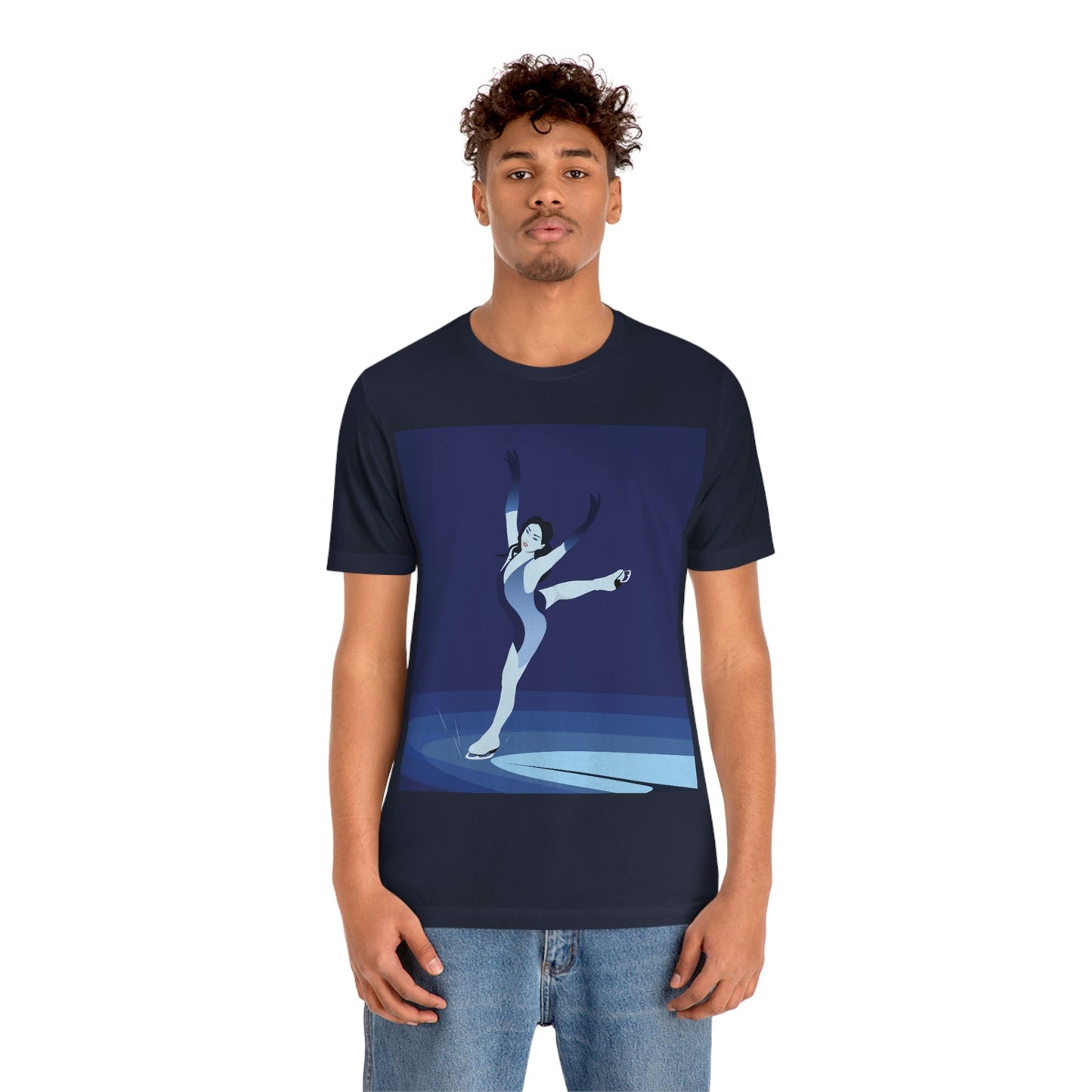 Woman Figure Skating Performance Minimal Sport Lovers Aesthetic Art  Unisex Jersey Short Sleeve T-Shirt Ichaku [Perfect Gifts Selection]