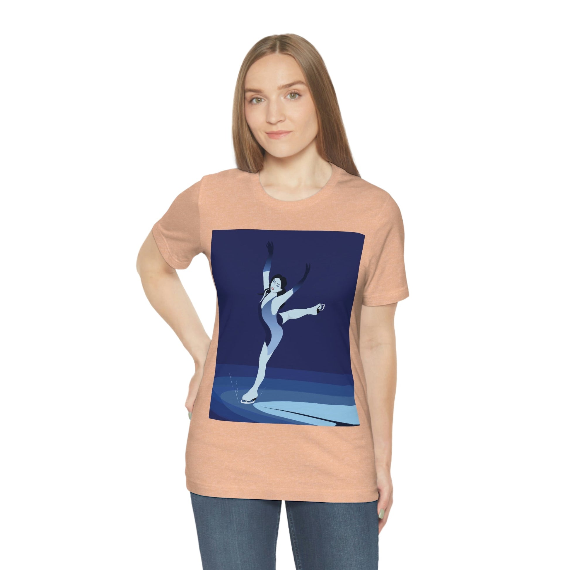 Woman Figure Skating Performance Minimal Sport Lovers Aesthetic Art  Unisex Jersey Short Sleeve T-Shirt Ichaku [Perfect Gifts Selection]