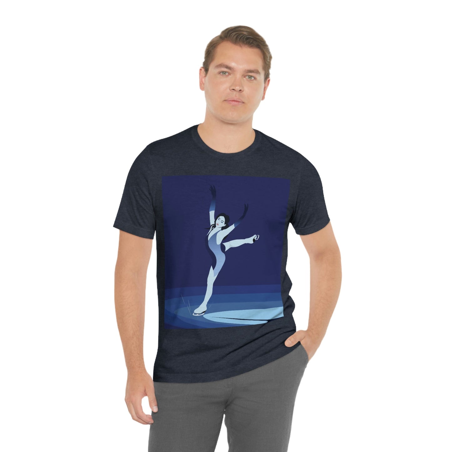 Woman Figure Skating Performance Minimal Sport Lovers Aesthetic Art  Unisex Jersey Short Sleeve T-Shirt Ichaku [Perfect Gifts Selection]