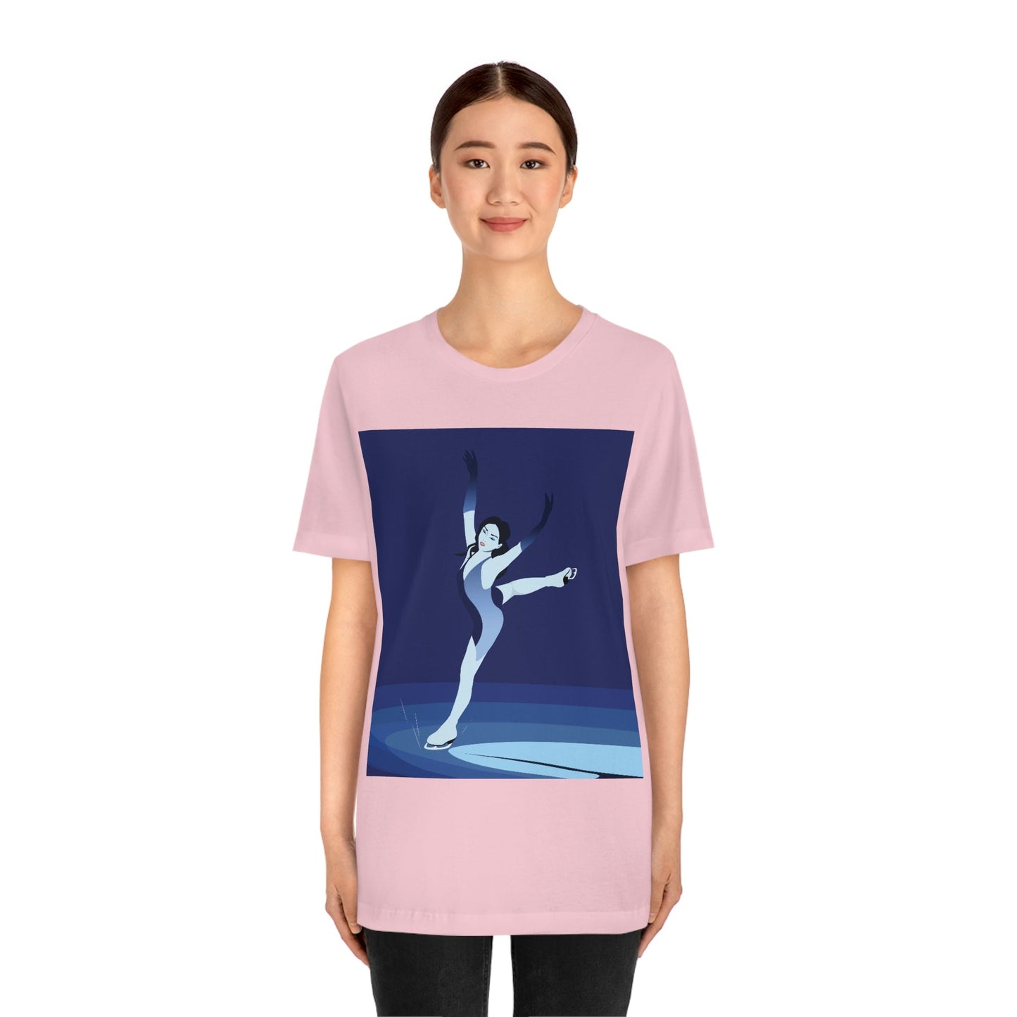 Woman Figure Skating Performance Minimal Sport Lovers Aesthetic Art  Unisex Jersey Short Sleeve T-Shirt Ichaku [Perfect Gifts Selection]