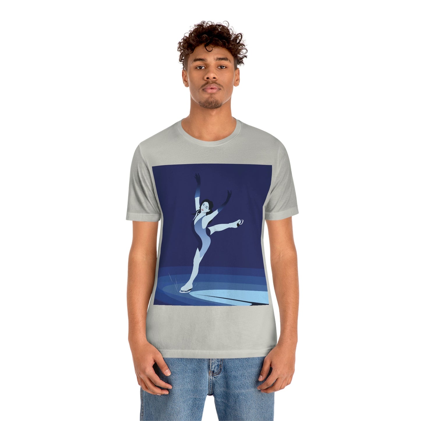 Woman Figure Skating Performance Minimal Sport Lovers Aesthetic Art  Unisex Jersey Short Sleeve T-Shirt Ichaku [Perfect Gifts Selection]