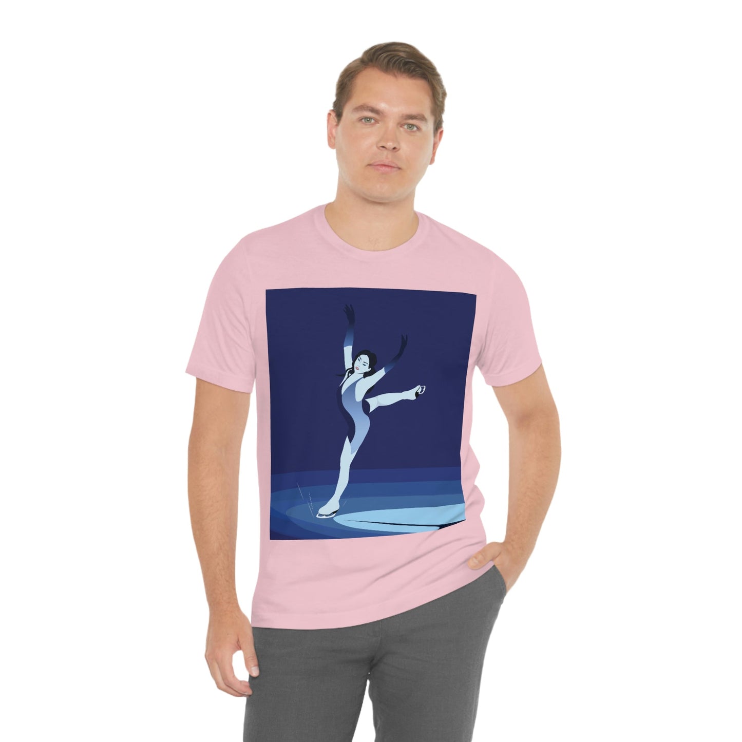 Woman Figure Skating Performance Minimal Sport Lovers Aesthetic Art  Unisex Jersey Short Sleeve T-Shirt Ichaku [Perfect Gifts Selection]