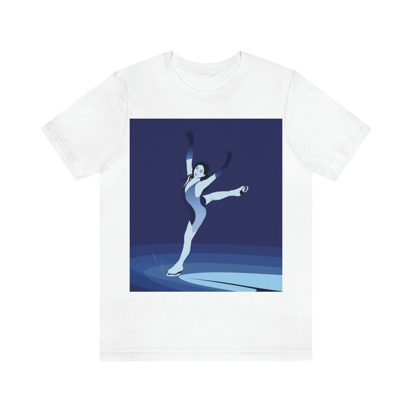 Woman Figure Skating Performance Minimal Sport Lovers Aesthetic Art  Unisex Jersey Short Sleeve T-Shirt Ichaku [Perfect Gifts Selection]