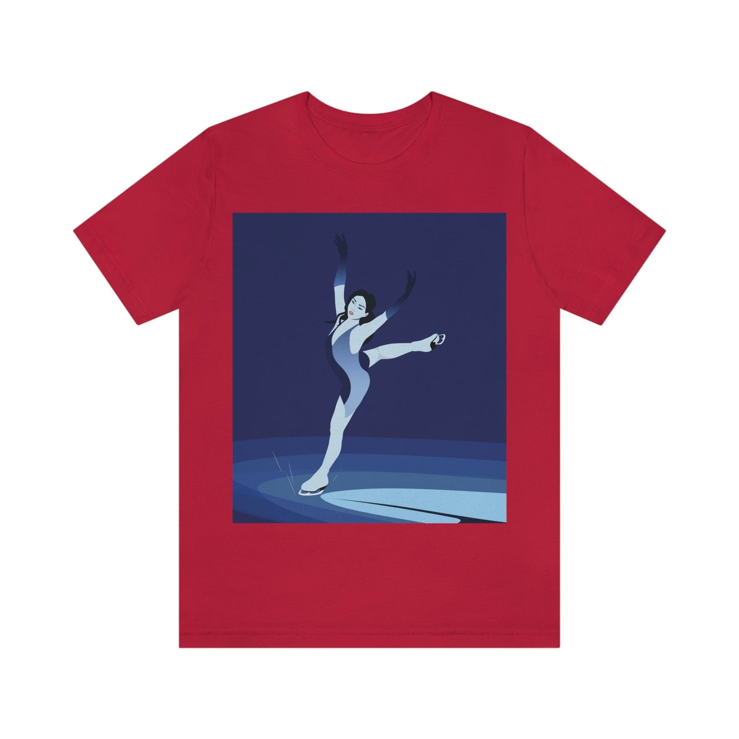 Woman Figure Skating Performance Minimal Sport Lovers Aesthetic Art  Unisex Jersey Short Sleeve T-Shirt Ichaku [Perfect Gifts Selection]