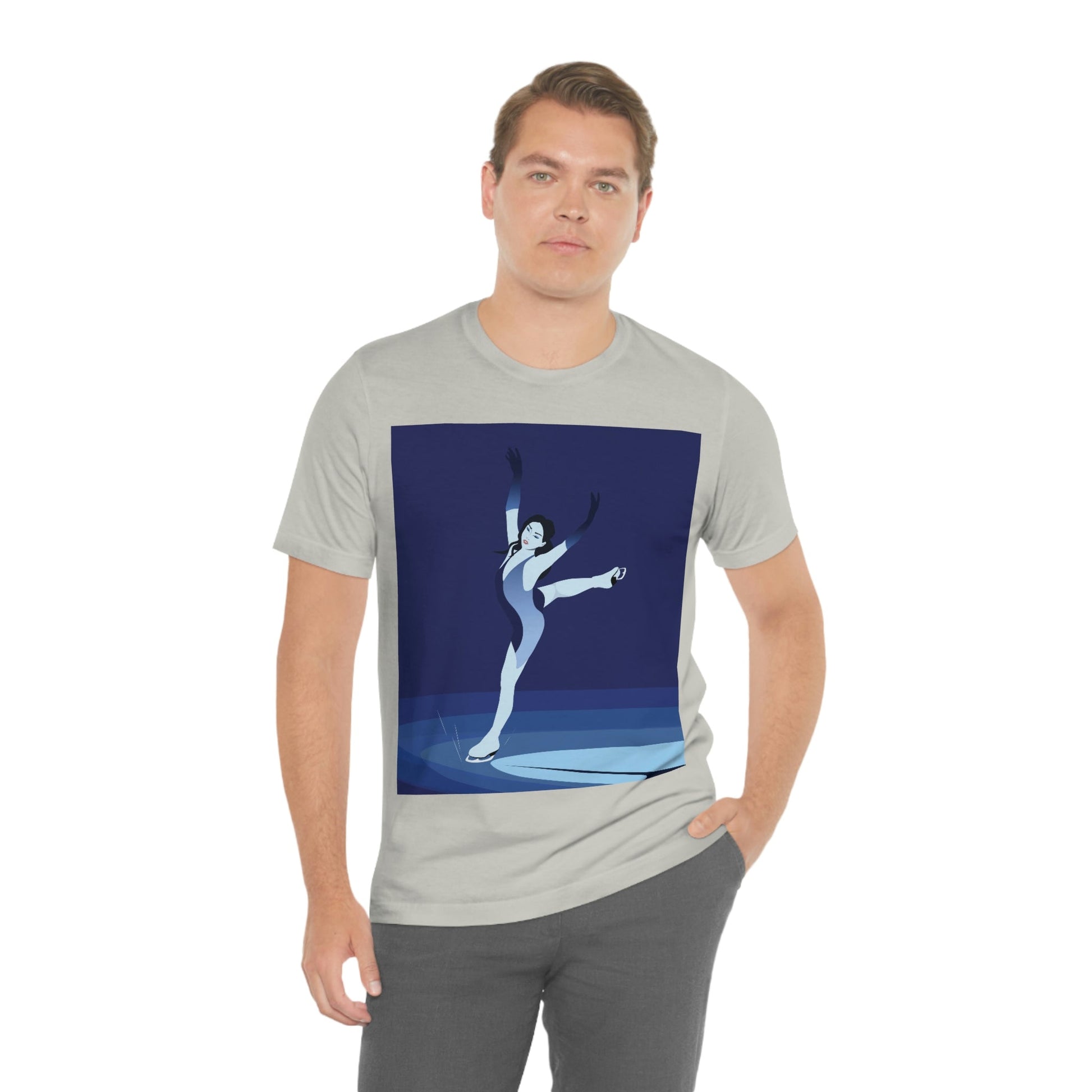 Woman Figure Skating Performance Minimal Sport Lovers Aesthetic Art  Unisex Jersey Short Sleeve T-Shirt Ichaku [Perfect Gifts Selection]