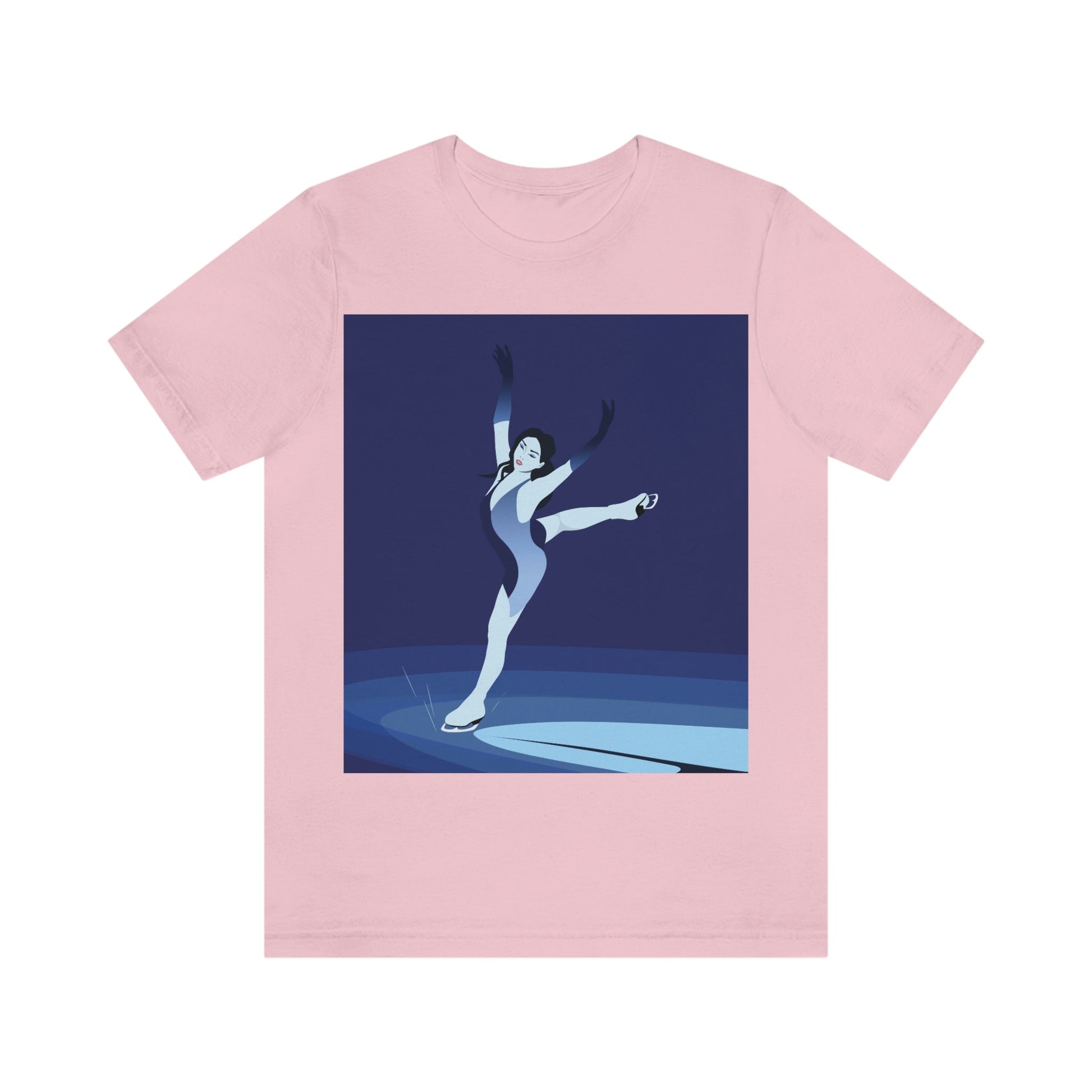 Woman Figure Skating Performance Minimal Sport Lovers Aesthetic Art  Unisex Jersey Short Sleeve T-Shirt Ichaku [Perfect Gifts Selection]