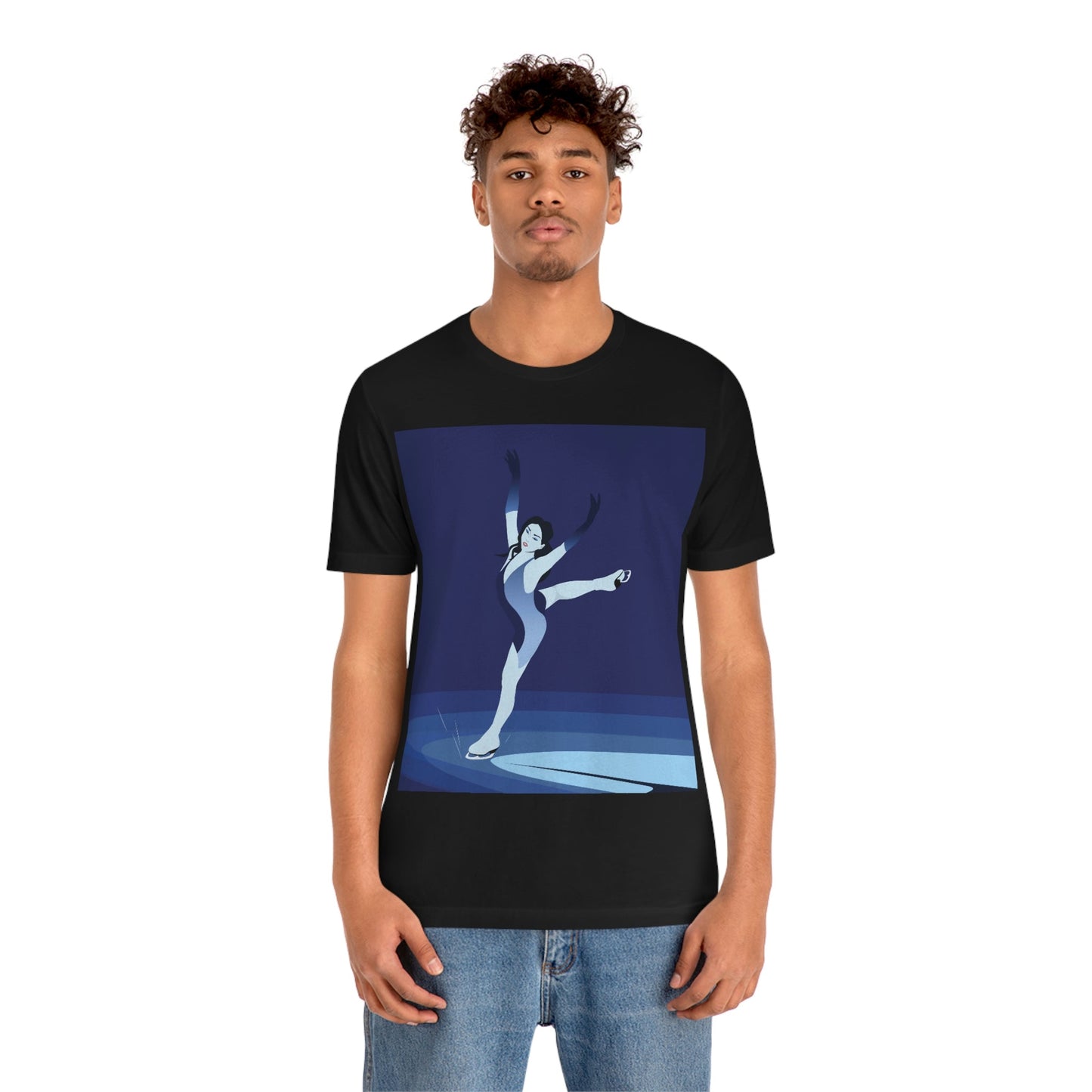 Woman Figure Skating Performance Minimal Sport Lovers Aesthetic Art  Unisex Jersey Short Sleeve T-Shirt Ichaku [Perfect Gifts Selection]