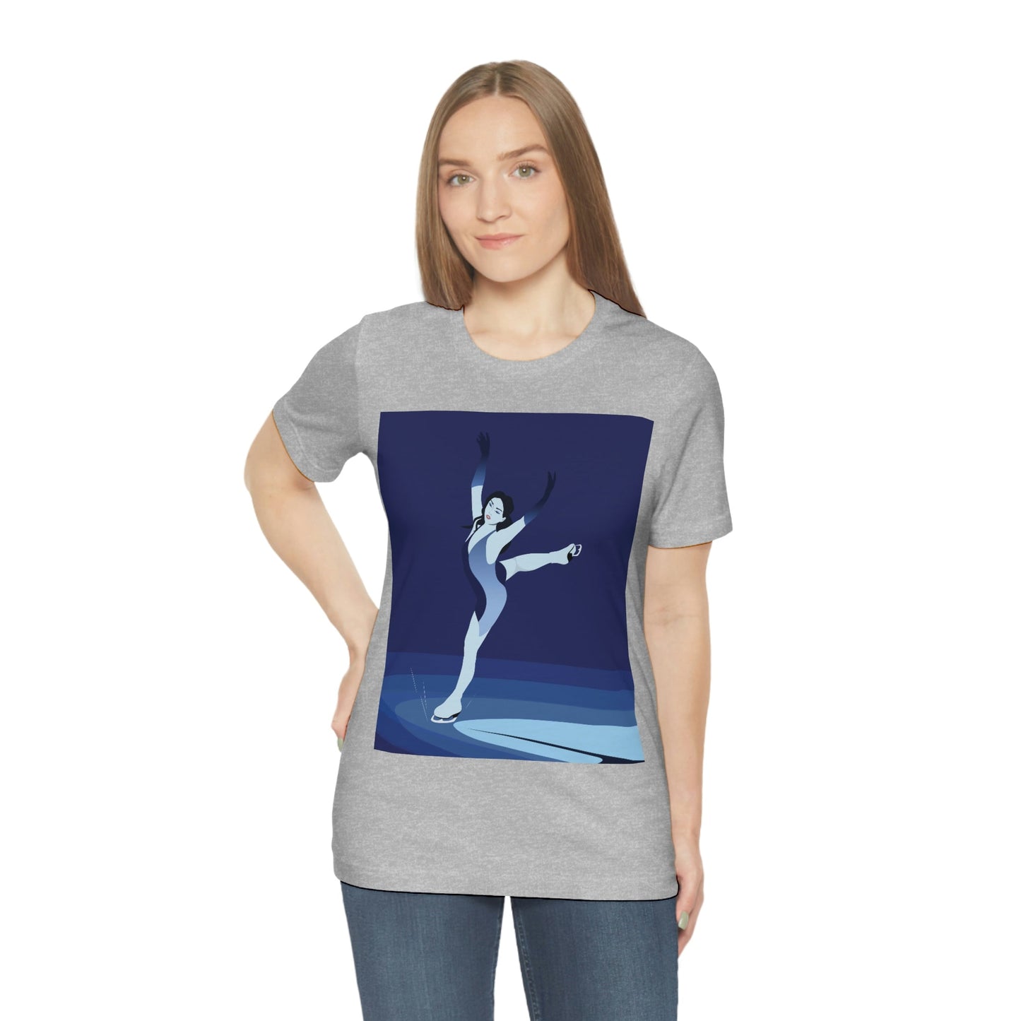 Woman Figure Skating Performance Minimal Sport Lovers Aesthetic Art  Unisex Jersey Short Sleeve T-Shirt Ichaku [Perfect Gifts Selection]