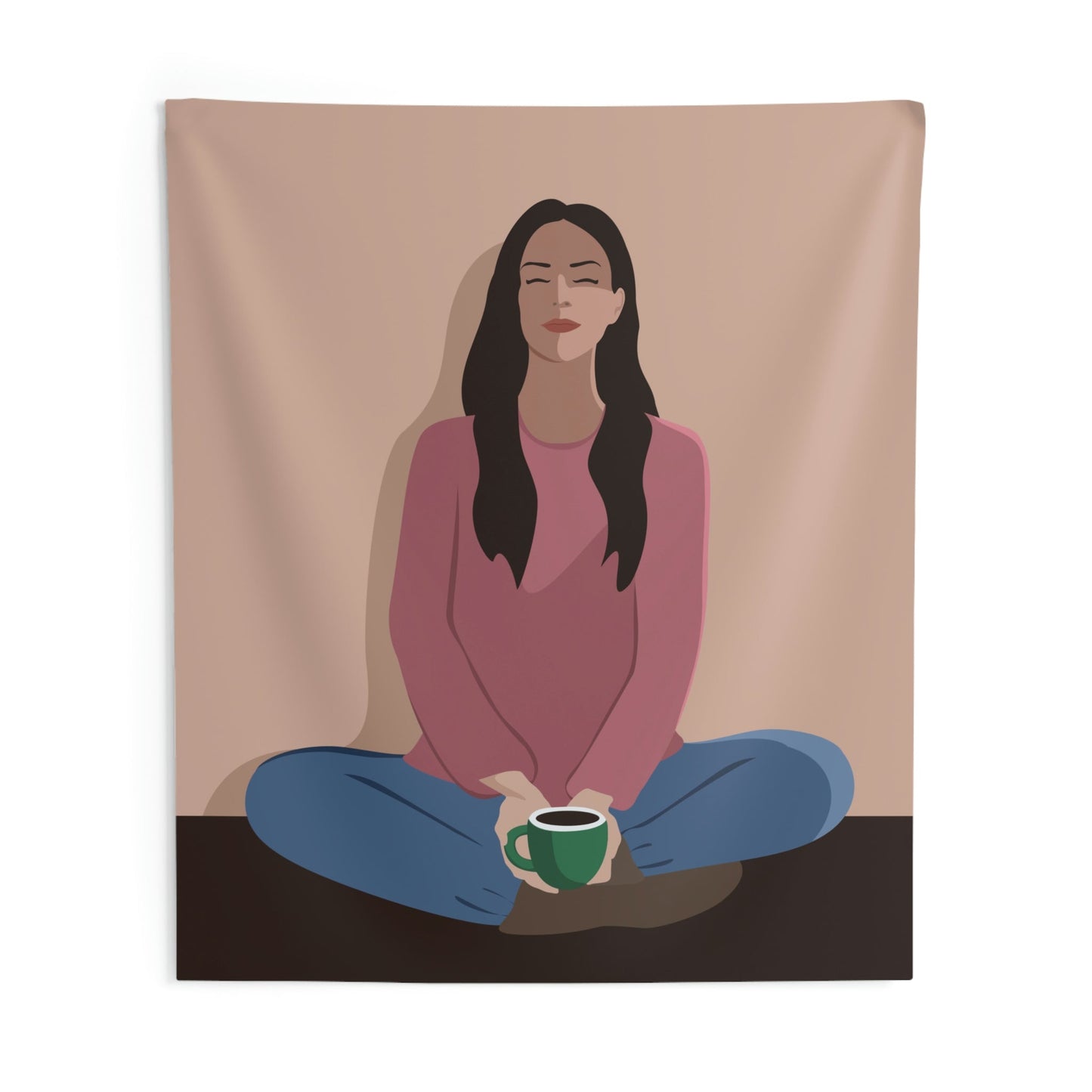 Woman Meditation Gratitude Find Inner Peace Art Indoor Wall Tapestries Ichaku [Perfect Gifts Selection]