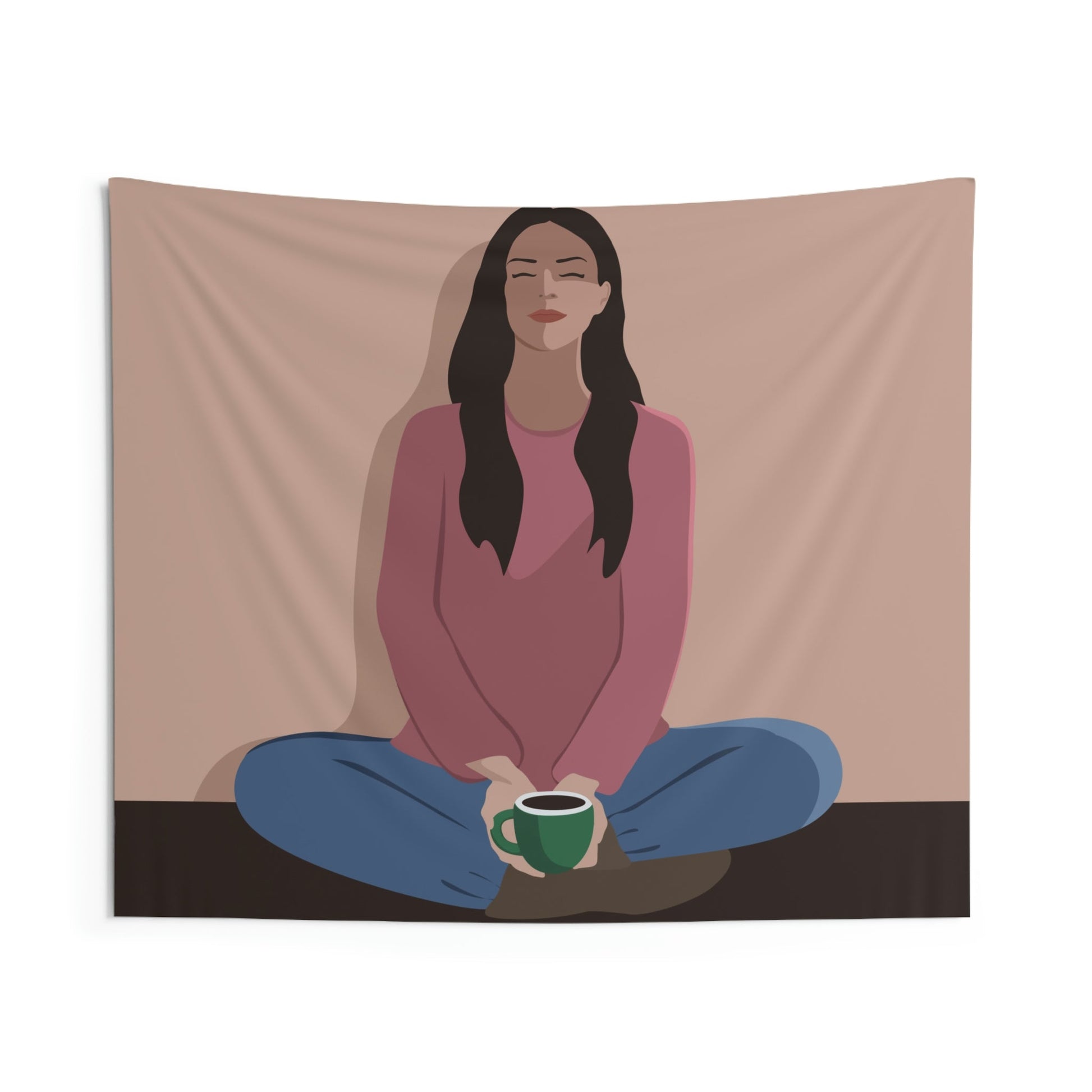 Woman Meditation Gratitude Find Inner Peace Art Indoor Wall Tapestries Ichaku [Perfect Gifts Selection]