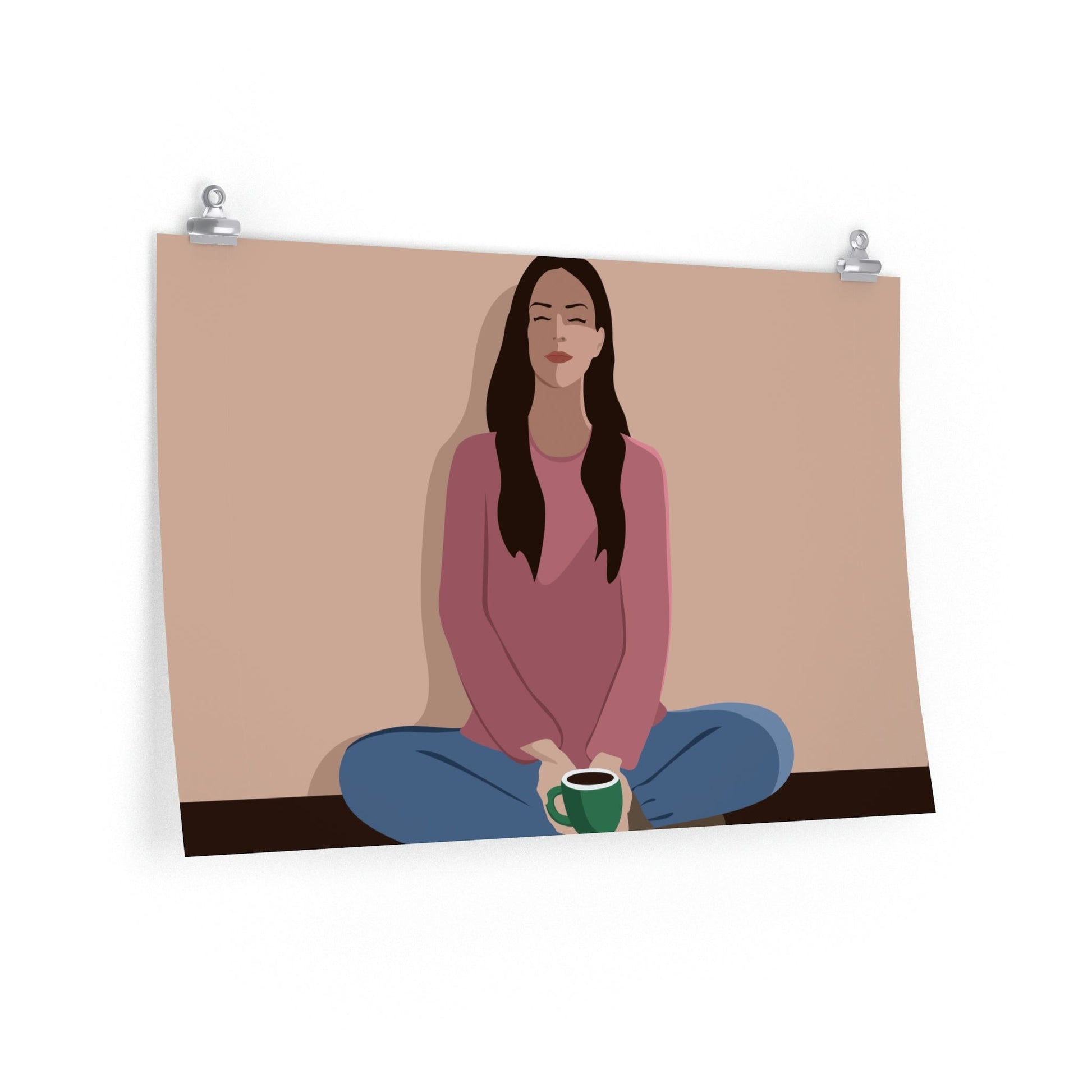 Woman Meditation Gratitude Find Inner Peace Art Premium Matte Horizontal Posters Ichaku [Perfect Gifts Selection]