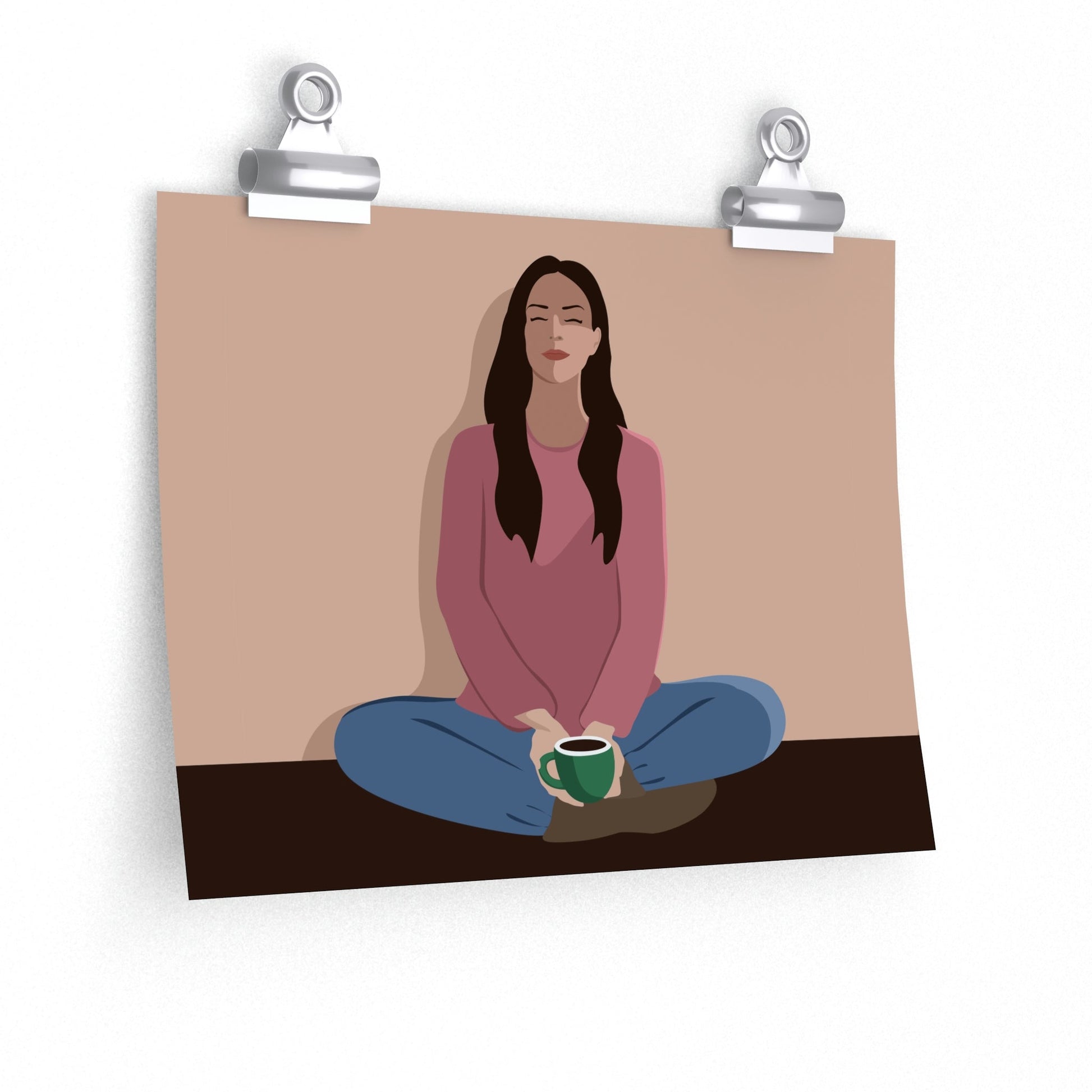 Woman Meditation Gratitude Find Inner Peace Art Premium Matte Horizontal Posters Ichaku [Perfect Gifts Selection]