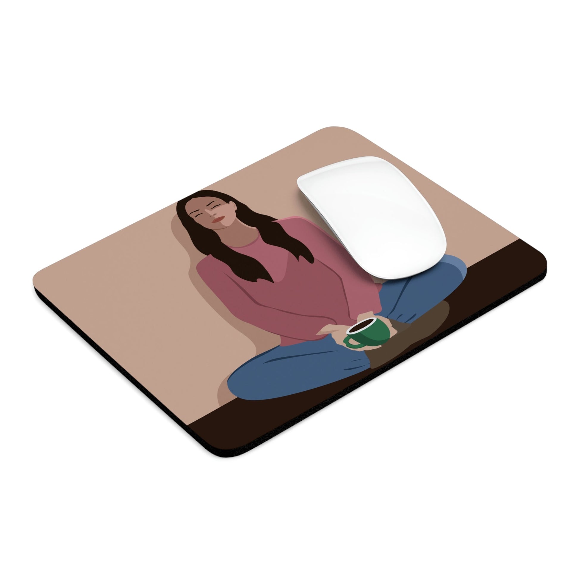 Woman Meditation Gratitude Find Inner Peace Ergonomic Non-slip Creative Design Mouse Pad Ichaku [Perfect Gifts Selection]