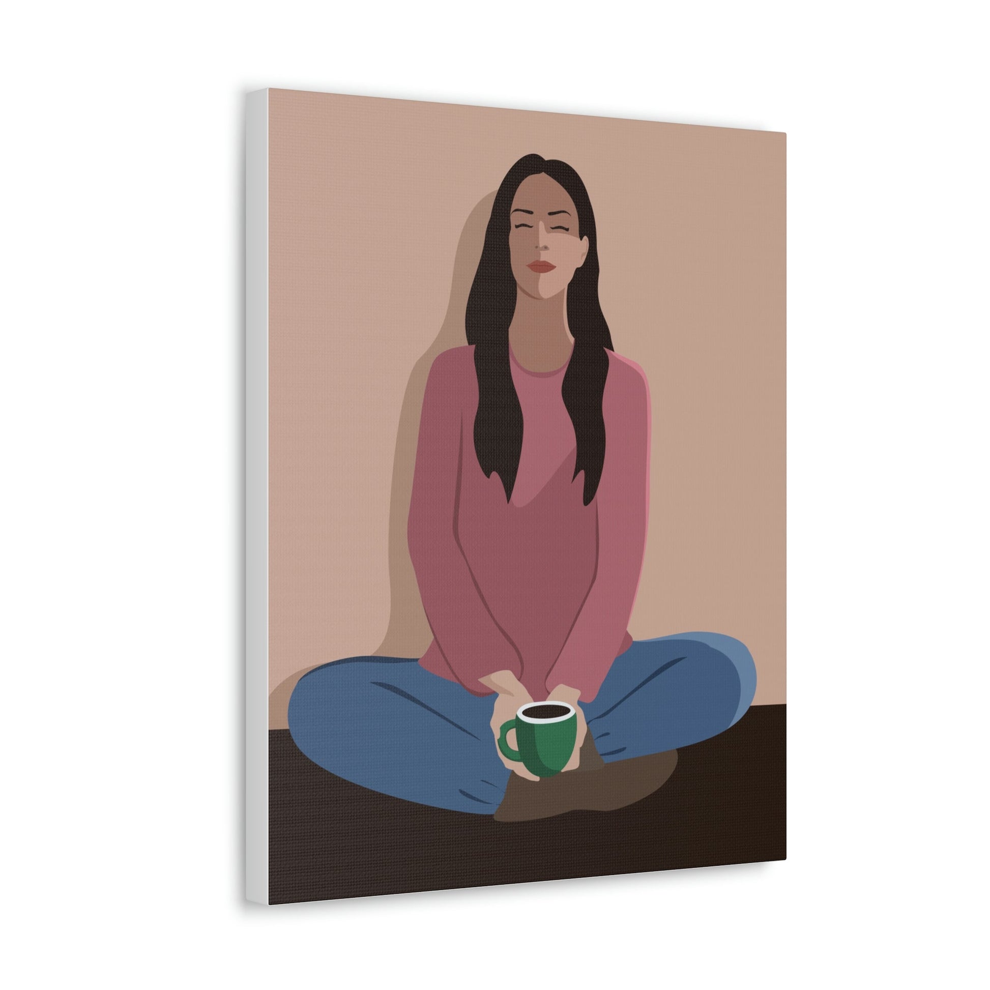 Woman Meditation Gratitude Find Inner Peace Graphic Art Canvas Aesthetic Canvas Gallery Wraps Ichaku [Perfect Gifts Selection]