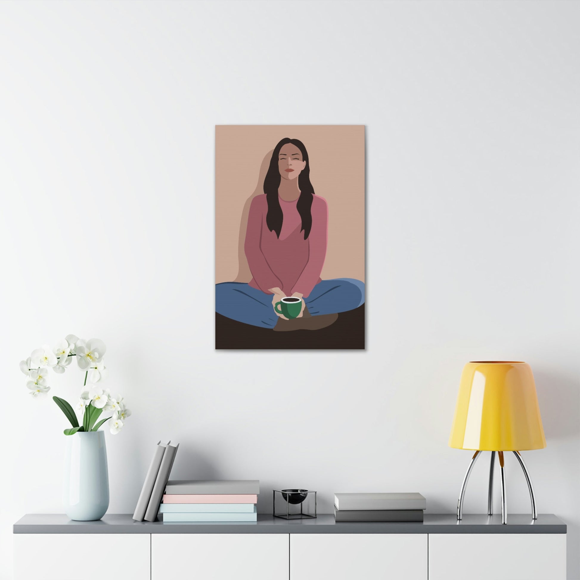 Woman Meditation Gratitude Find Inner Peace Graphic Art Canvas Aesthetic Canvas Gallery Wraps Ichaku [Perfect Gifts Selection]