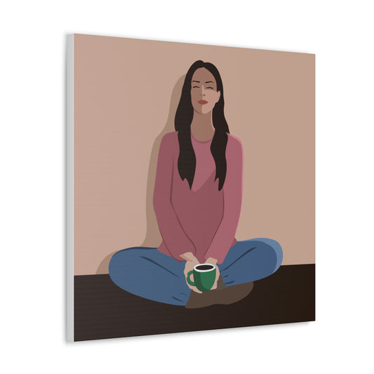 Woman Meditation Gratitude Find Inner Peace Graphic Art Canvas Aesthetic Canvas Gallery Wraps Ichaku [Perfect Gifts Selection]