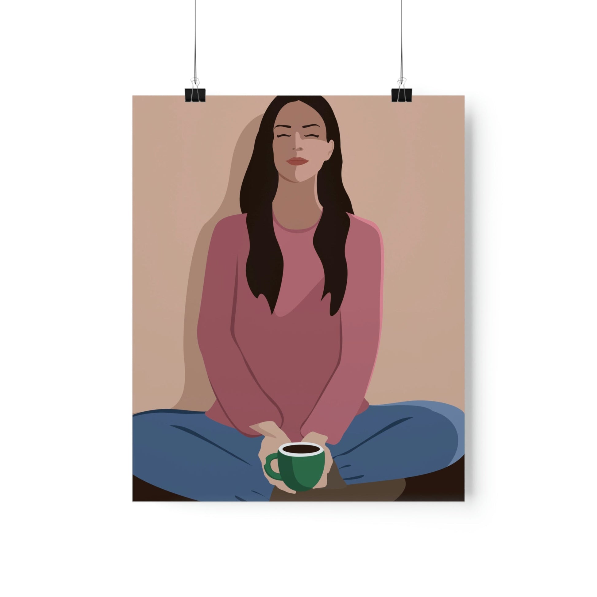 Woman Meditation Gratitude Find Inner Peace Graphic Art Premium Matte Vertical Posters Ichaku [Perfect Gifts Selection]