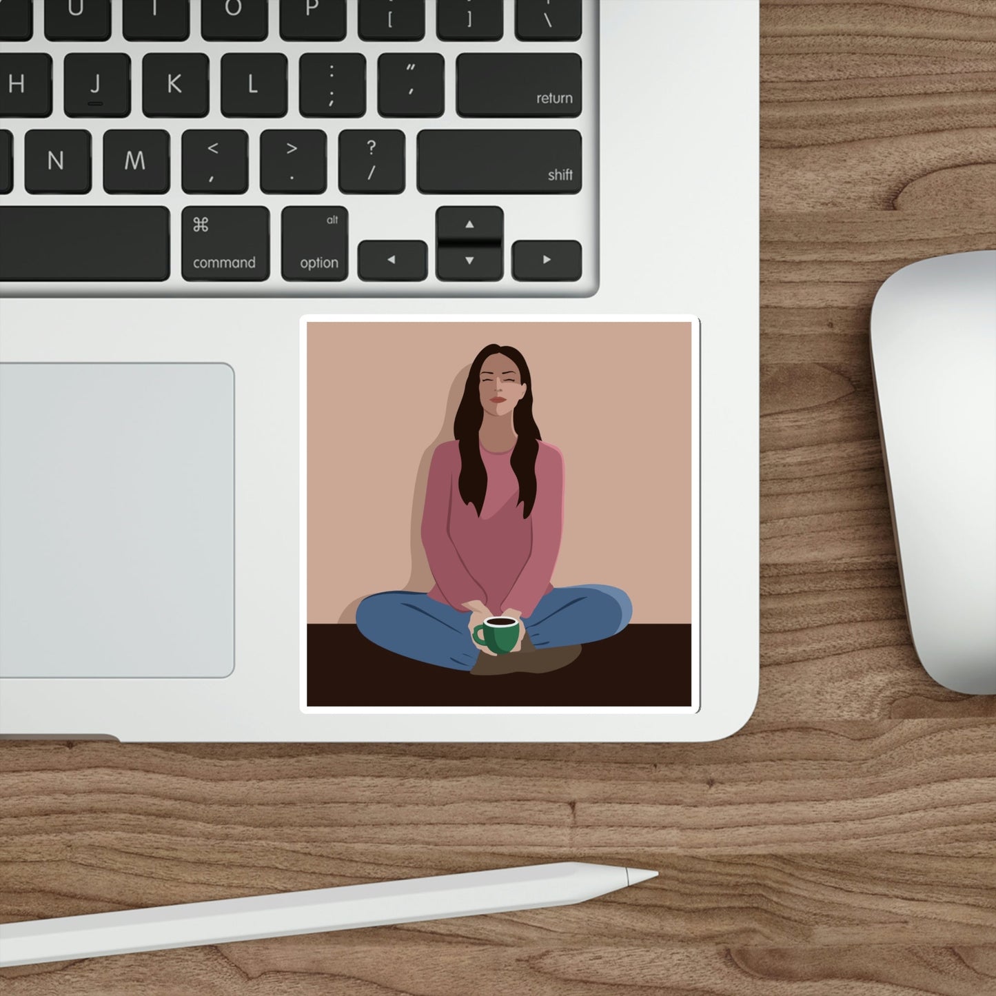 Woman Meditation Gratitude Find Inner Peace Graphic Die-Cut Sticker Ichaku [Perfect Gifts Selection]